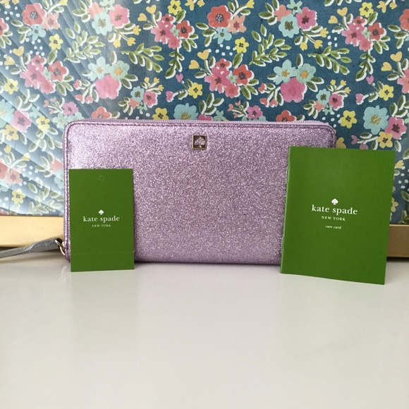 kate spade Handbags - NWT Kate Spade Purple Lavender Glitter Zip Wallet